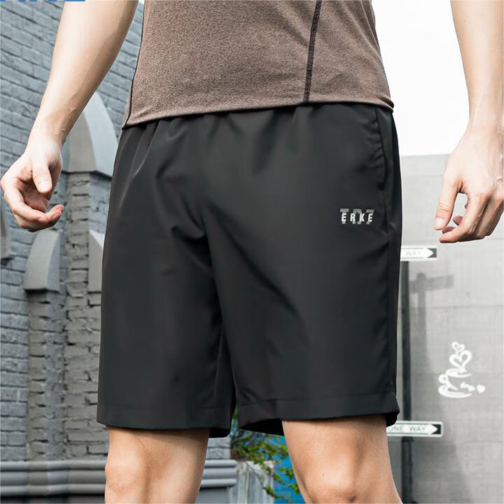 鸿星尔克运动短裤男裤梭织2026新款夏季速干裤子男款健身训练跑步五分裤 黑色 M/165