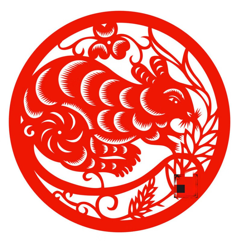 ibu)12生肖剪纸 窗花植绒布春节新年幼儿园动物十二生肖贴纸贴画2023