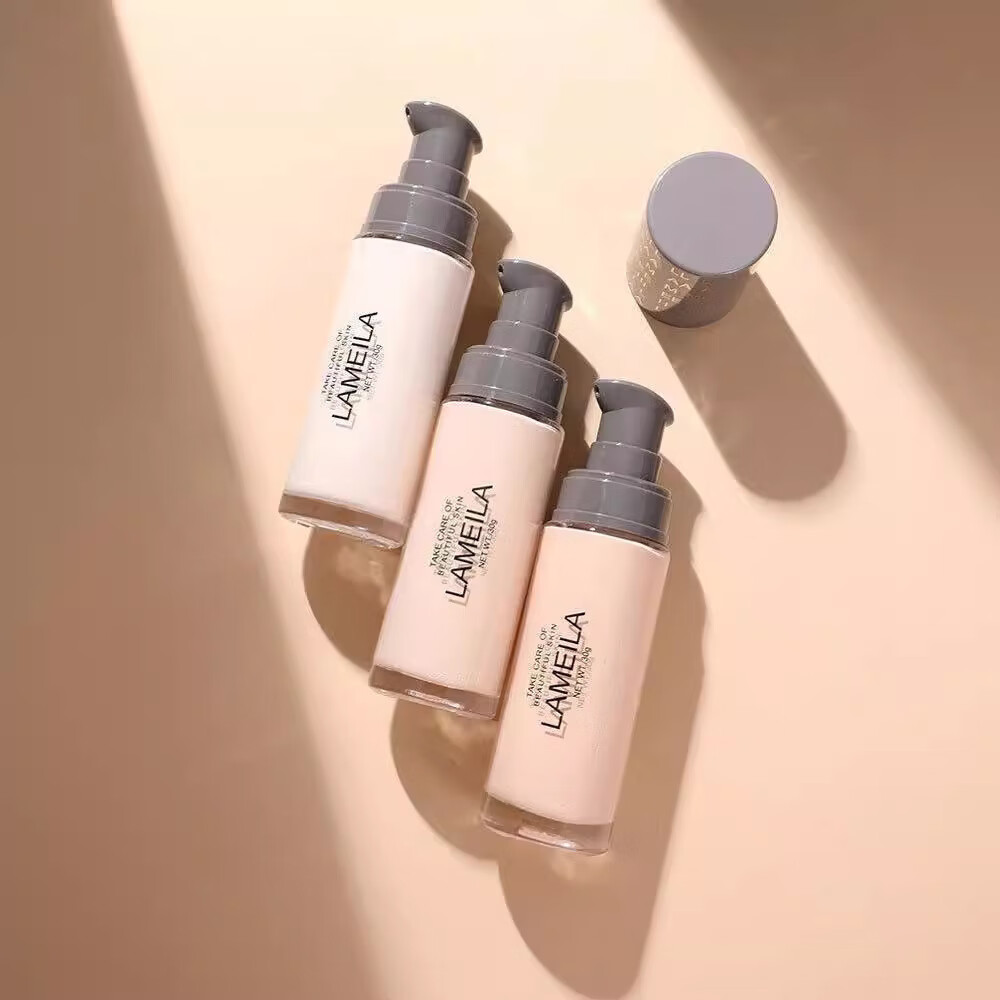 拉美拉清透遮瑕粉底液持久不脱妆控油轻薄透气油干皮保湿自然初学者30ml 自然色三瓶装 30g