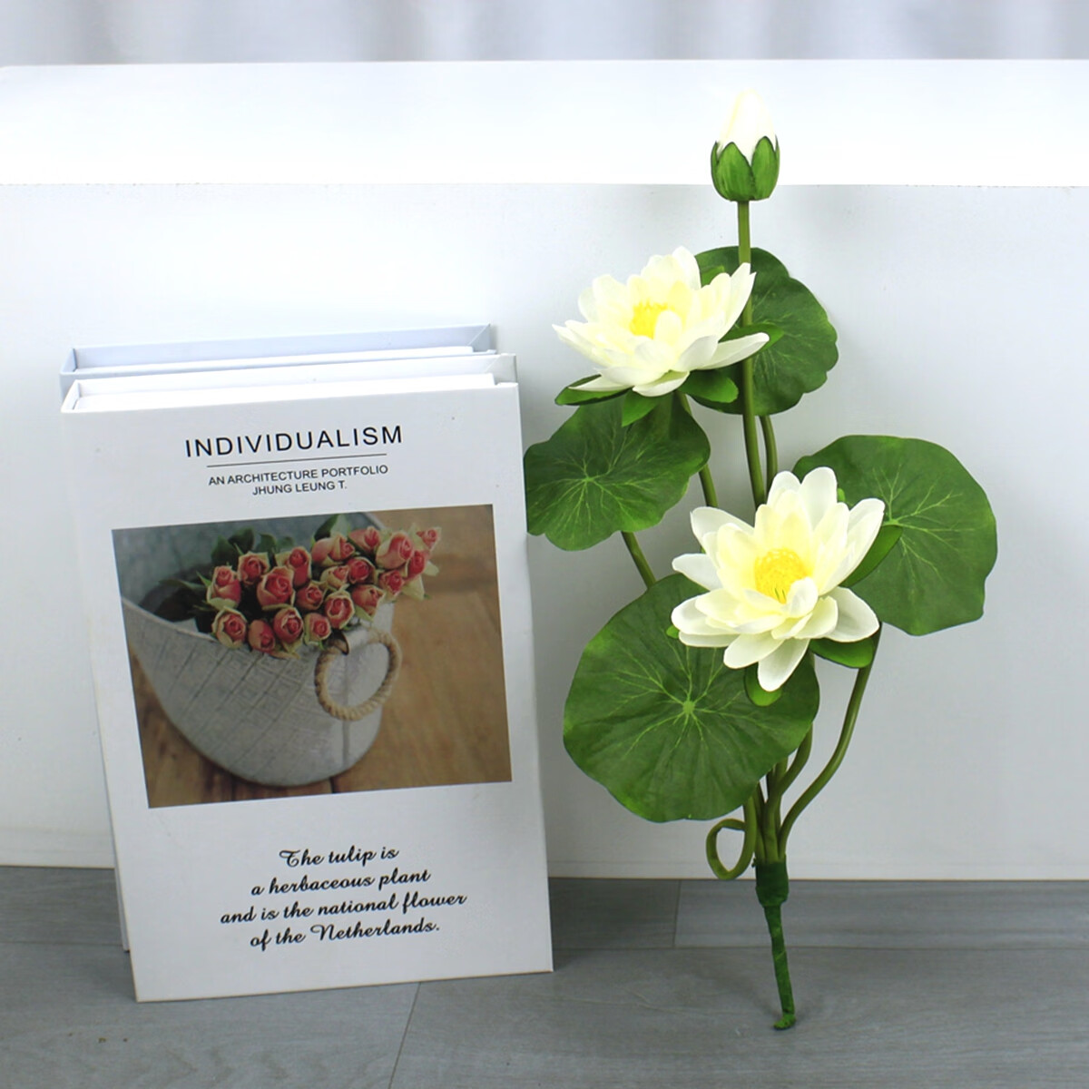 花佛前花佛堂佛台荷花摆件假花仿真花装饰家居摆件绢花 仿真白色一束