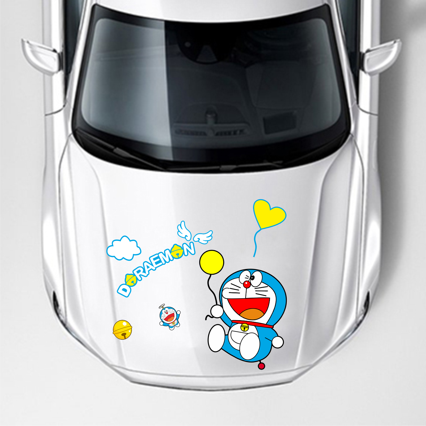 润华年 哆啦a梦汽车贴纸机器猫机盖贴引擎盖 车头盖蓝胖子遮挡刮痕