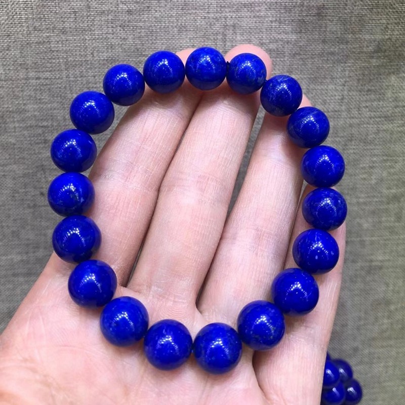 诺源珠宝  天然阿富汗青金石无白少金老矿料矢车菊色手链  男女款手串