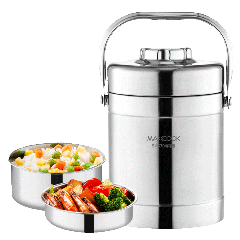 ������MAXCOOK�� 304����ֱ������ ˫�������Яʽ������� ������ѧ���ϰ��� ȫ��˫�㱣�� 1.4L