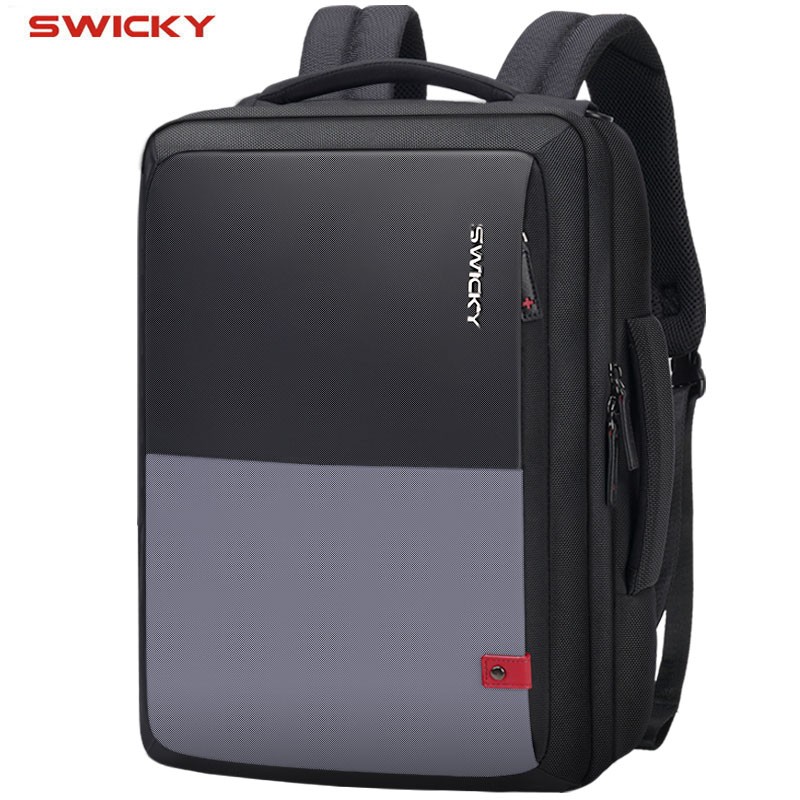 瑞士SWICKY瑞驰双肩包新品背包大容量笔记本电脑书包商务学生男士出差运动旅行休闲潮流 黑色