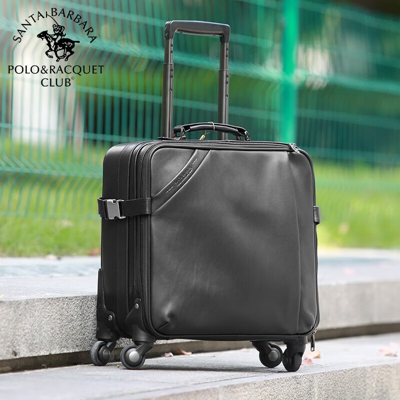 圣大保罗(polo&racquetclub)皮箱拉杆箱男20登机箱真皮万向轮小型16