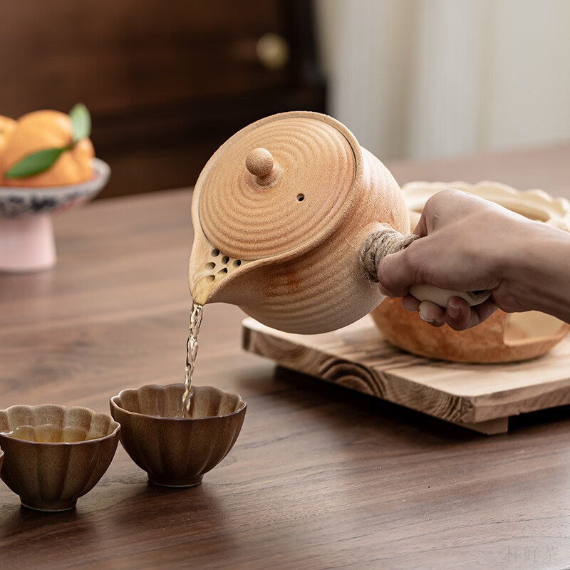 希格鲨中式围炉煮茶器罐罐茶烤奶单壶泡茶家用户外烧碳火炉套装复古侧把 渐变侧把壶+炉+垫【可木炭蜡烛】 【图上可见】