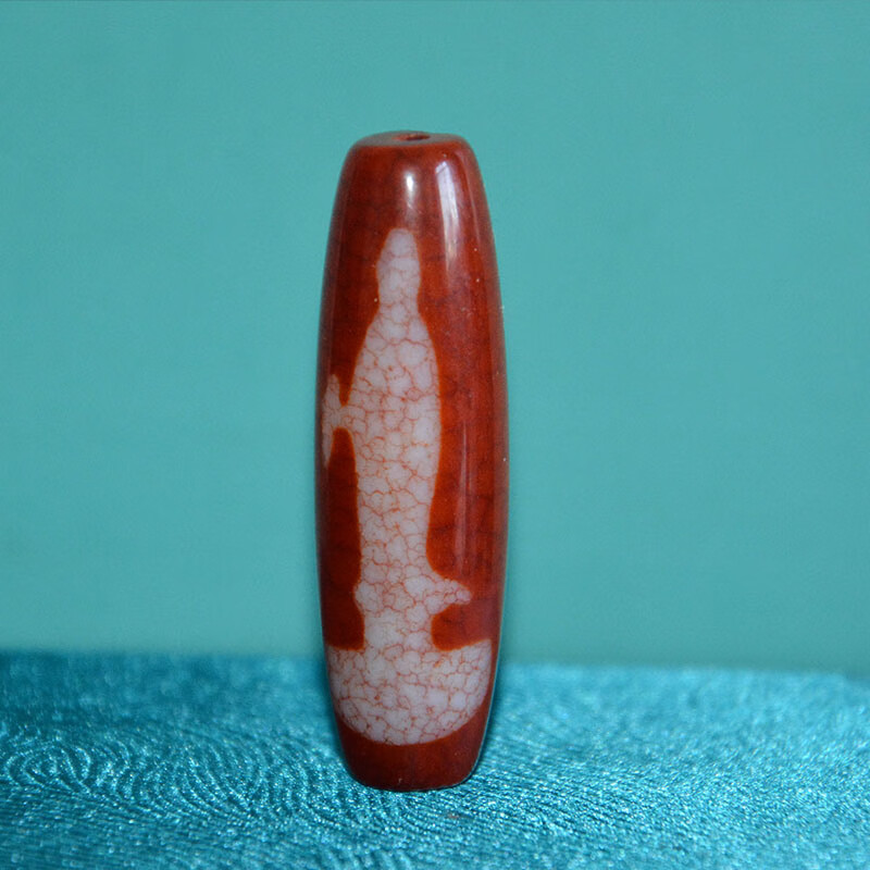 千古檀一图一物血丝龙纹朱砂红观音天珠吊坠项链