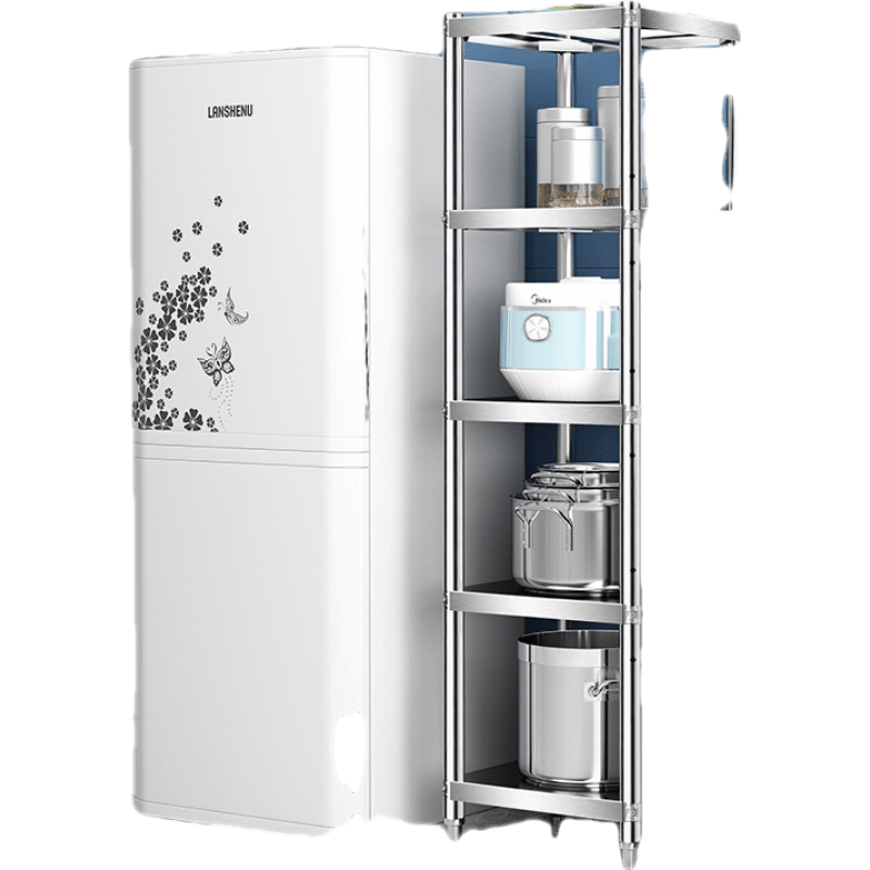 铁丫 厨房夹缝置物架正方形不锈钢置物架落地多层厨房拐角夹缝收纳架储物家用转角锅架 长25宽25高80 二层款