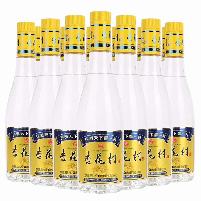 plus会员:汾酒 杏花村金标 53度 清香型白酒 450ml*12瓶 整箱