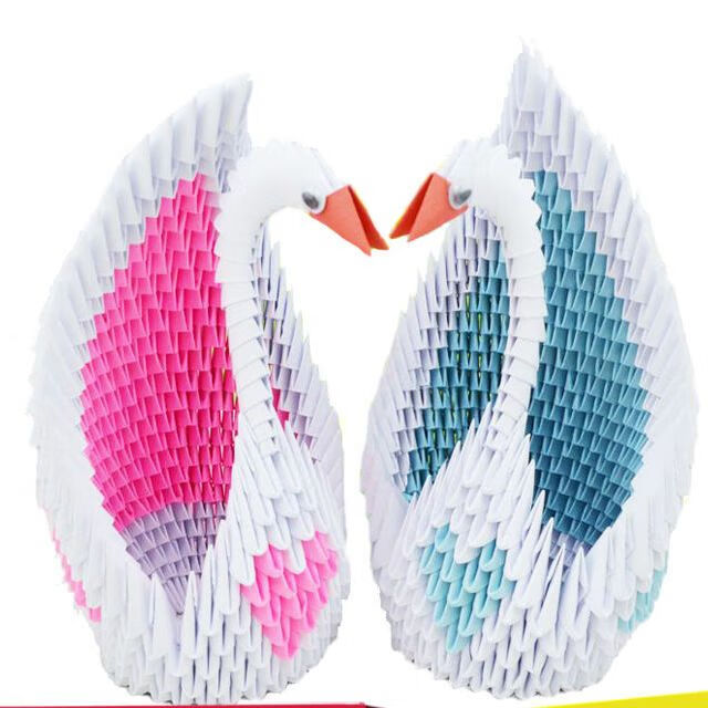 三角插折纸材料包纸缘手工折纸浪漫天鹅菠萝龙孔雀鱼材料包(非成品需