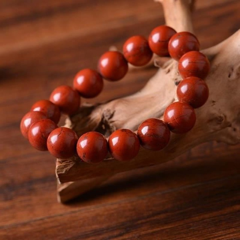 时乾 红竹石手链 男女影子石手串 可结印度石碑石头护身符 红竹石小巧