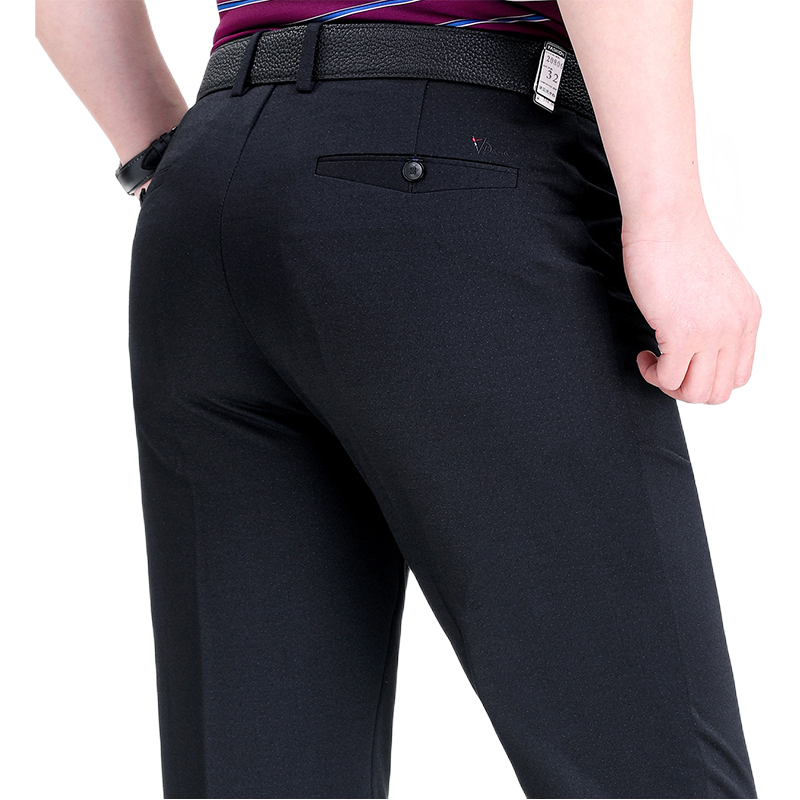 查利德斯貴族品牌休閑褲男夏季薄款舒適彈力免燙直筒褲中年爸爸裝潮流男士休閑褲 20806藏青色 29碼