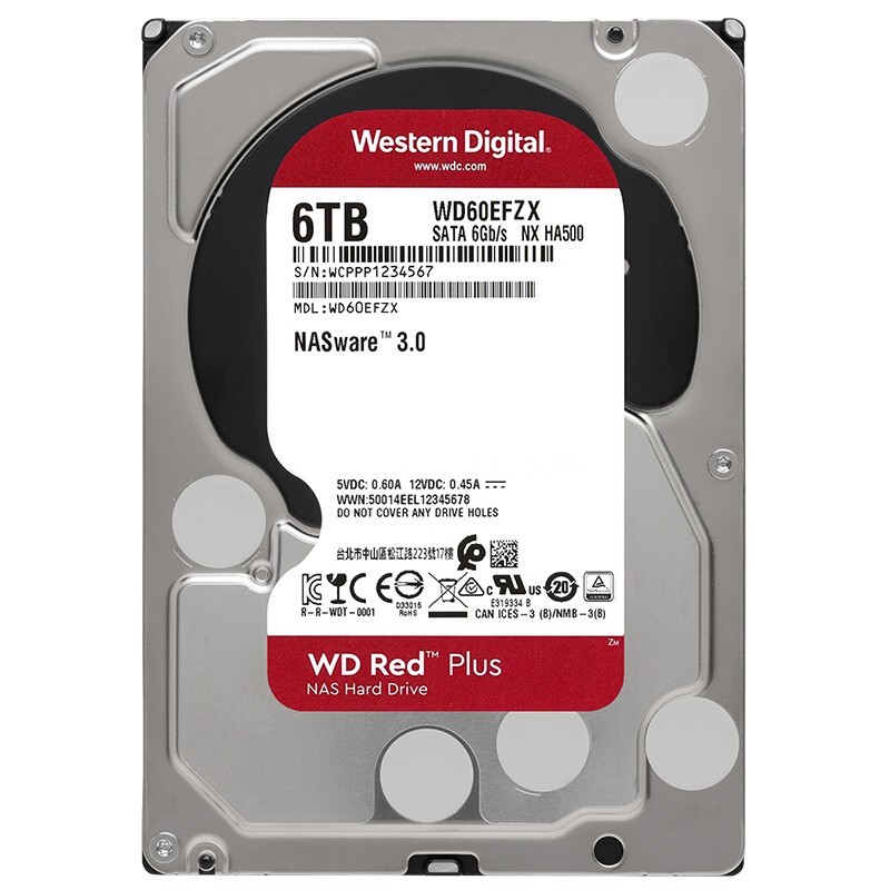西部数据(WD)红盘Plus 6TB SATA6Gb/s 128M 网络储存 (WD60EFZX) 6T WD60EFZX