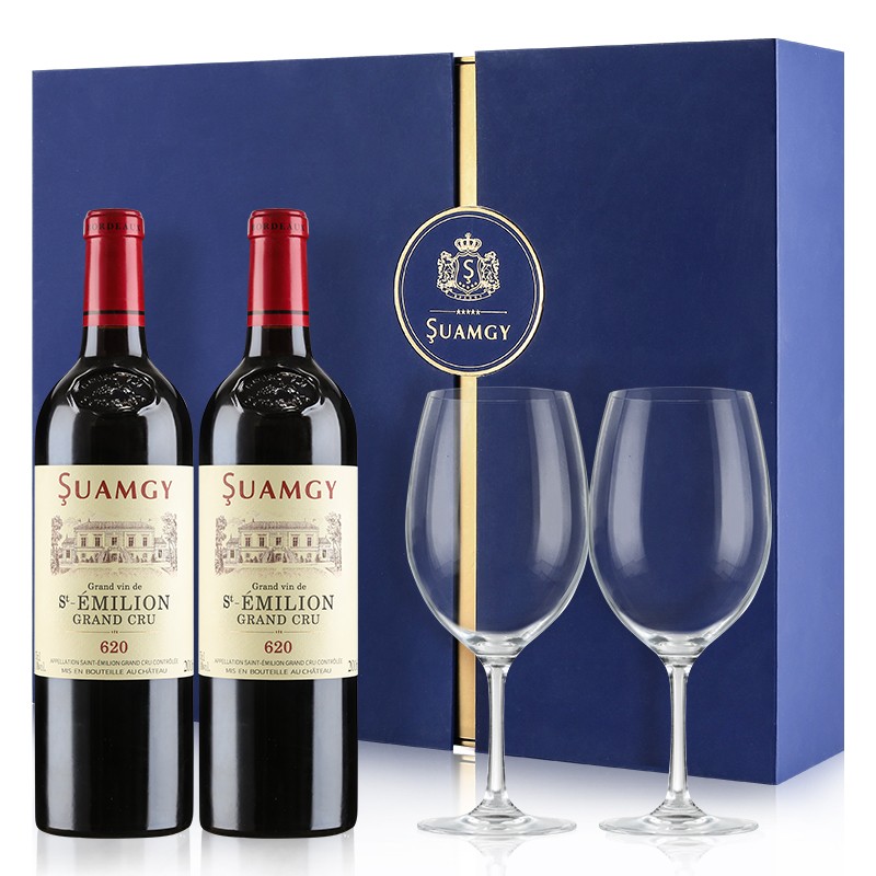 圣芝（Suamgy）620圣爱美隆干红葡萄酒 750ml*2瓶 双支礼盒装 法国进口红酒damdegkx
