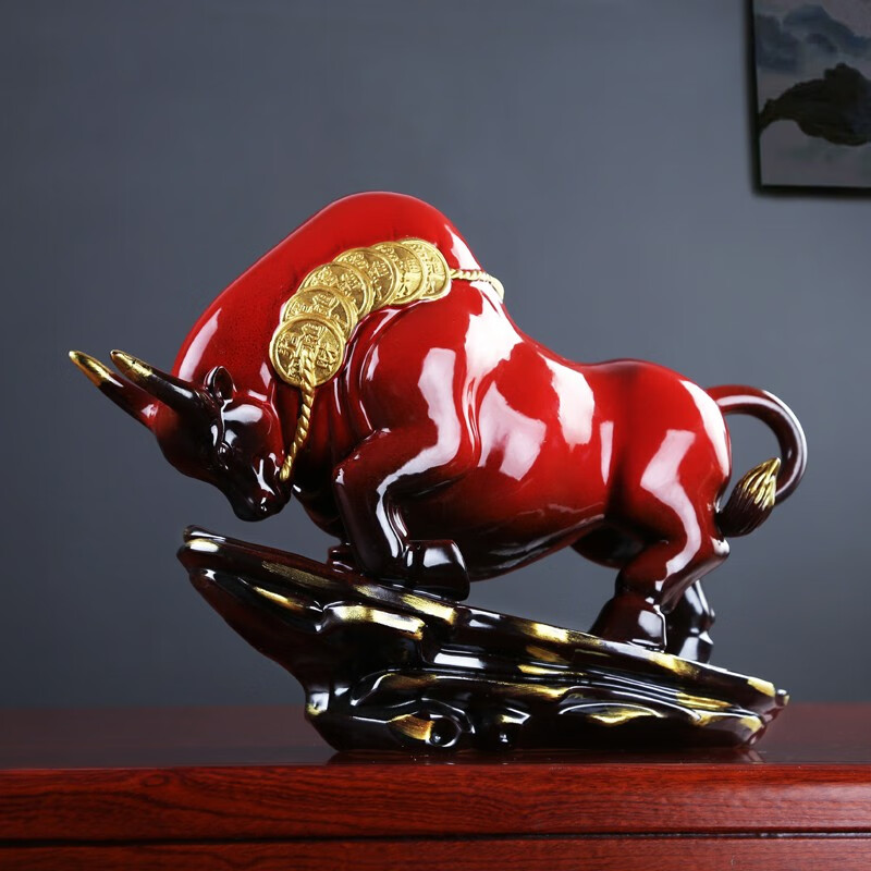 皿客牛气冲天股票牛市家居装饰客厅办公室桌面店铺开业乔迁贺礼摆件