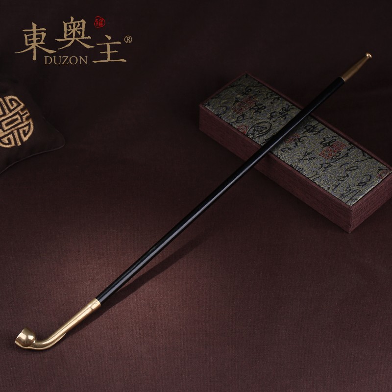 东奥主手工实木烟杆黄铜嘴旱烟袋老式大锅子男士传统烟斗道具礼物 总