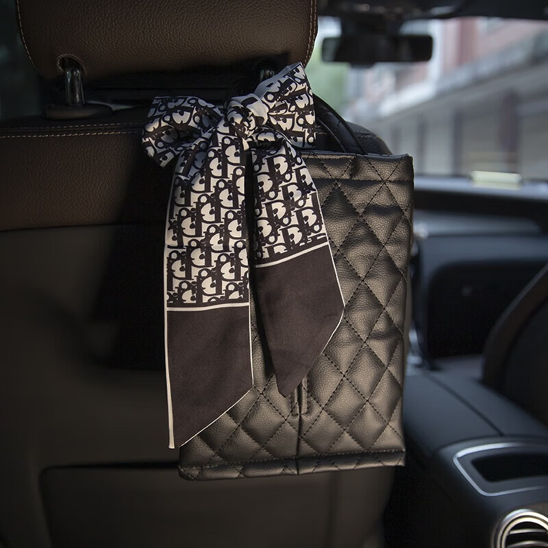 创意挂式纸巾盒车内用品抽纸盒汽车座椅背挂袋车载女神款 字母d-送