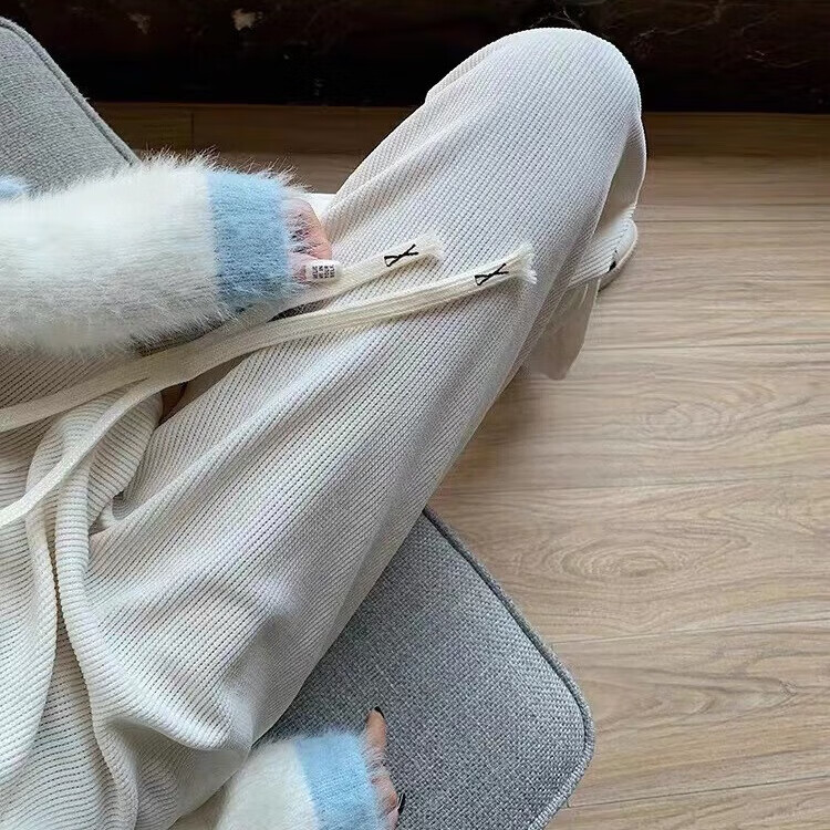 宝娜斯灯芯绒阔腿裤女秋冬休闲裤呢绒直筒裤高腰垂感九分裤微喇叭裤 卡其色 四季常规款1条 均码 【80-140斤】