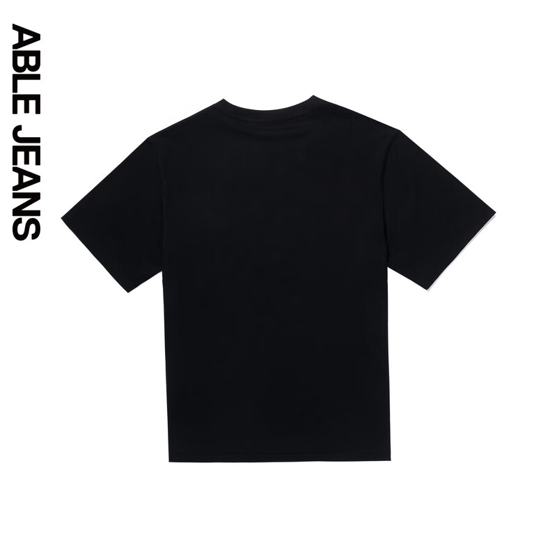 ABLE JEANS男短袖男t恤秋季新款印花LOGO短袖男t恤夏季881253 黑色 XS