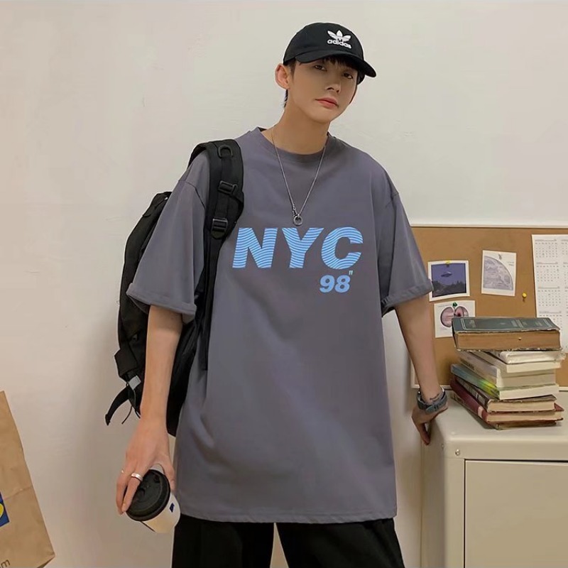 遥渠(yao qu)t恤男潮牌夏季短袖2022新款嘻哈衣服五分袖潮流宽松港风