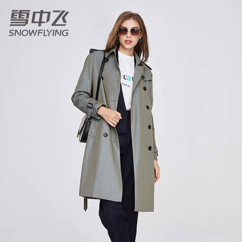雪中飞 秋法式风衣女中长高级感气质炸街外穿小个子英伦风 外套春秋
