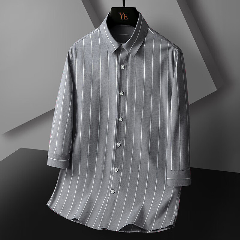 方少风(fangshaofeng)男士七分袖衬衫夏季新款韩版潮流休闲宽松百搭