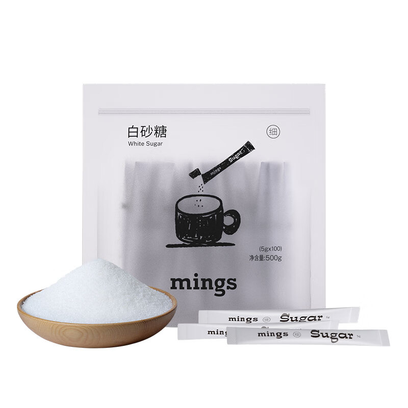 铭氏Mings 咖啡糖包 优级白砂糖 独立包装 条形白糖包5g×100条 伴侣