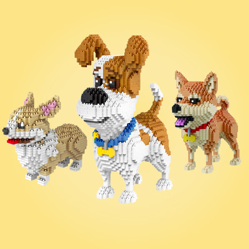 微型成人钻石小颗粒拼插积木玩具动物宠物狗哈士奇 xz8040大号柯基