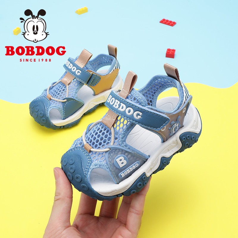 巴布豆（BOBDOG）童鞋宝宝沙滩鞋夏季男童包头凉鞋105322075月光蓝/蔚蓝24