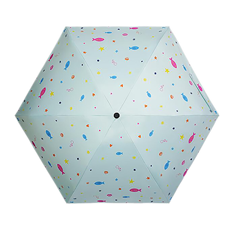 天堂傘遮陽(yáng)傘五折口袋傘晴雨兩用女防曬傘防紫外線防曬指數(shù)50+膠囊傘 淺黃色17CM（小魚(yú)款）