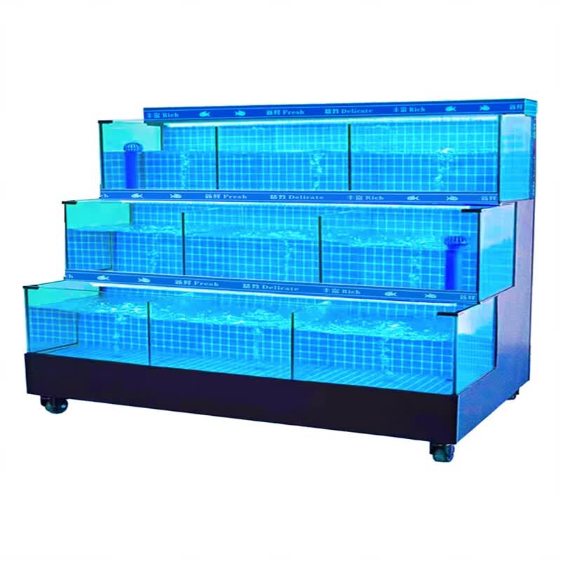 机一体超市饭店鱼池水产海鲜缸贝类池移动海鲜鱼缸 图纸图纸设计1-2