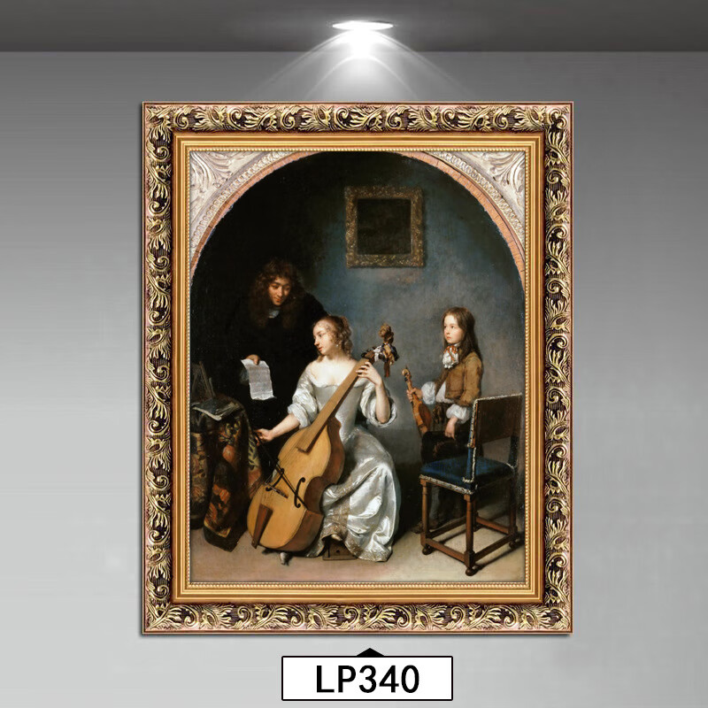 林格印象古典人物油画大提琴美式小众法式复古背景墙卧室装饰画音乐挂