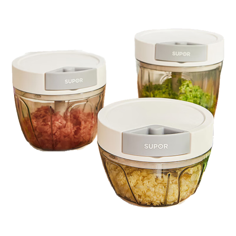 蘇泊爾（SUPOR）手動(dòng)拉蒜器料理機(jī)攪切菜器蒜泥絞菜機(jī)廚房400ml