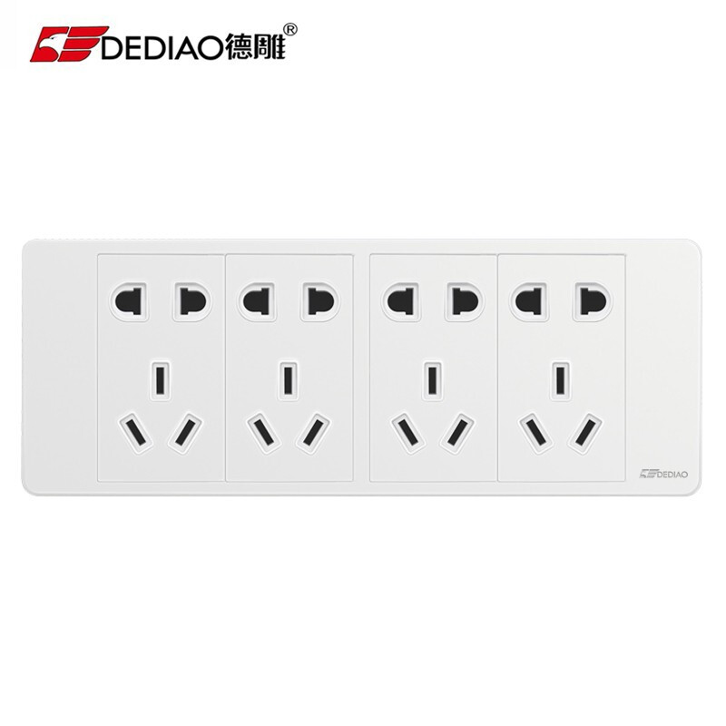 德雕(dediao)118型大板白开关插座 118四位20孔 四位小五孔电源插座