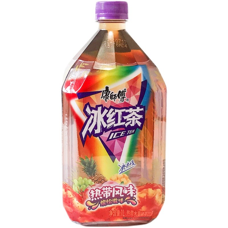 康师傅 饮料1升装热带风味冰红茶1l*4/8瓶热带水果1000ml大瓶装饮品