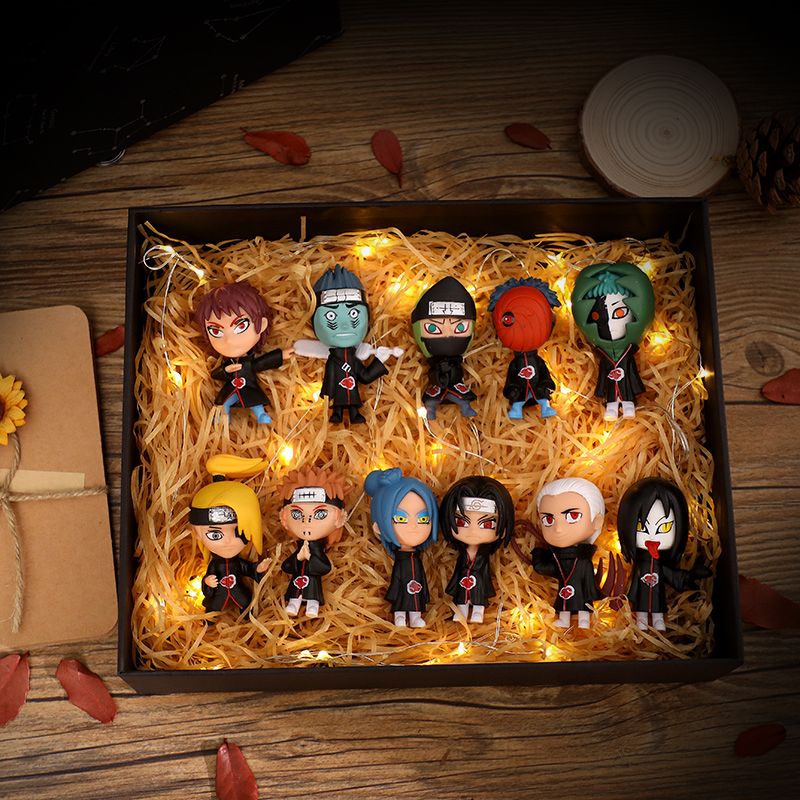 火影忍者周边模型鸣人宇智波鼬卡卡西佐助全套q版公仔摆件礼 精美礼盒