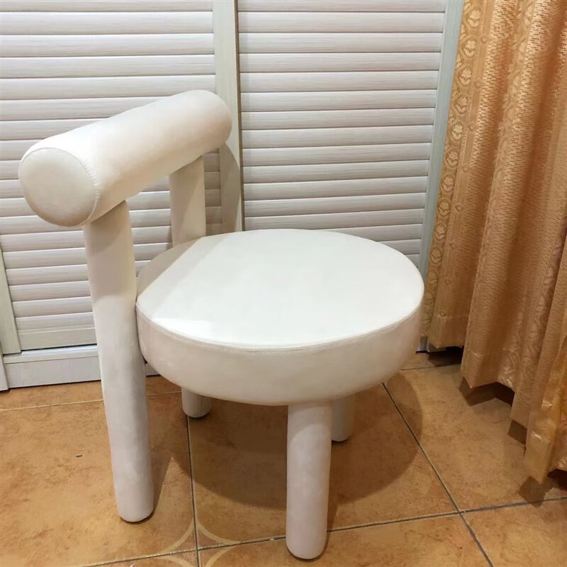 空梦奶油风梳妆椅家用餐厅靠背软餐椅设计师样板房仙女椅科技布美甲椅