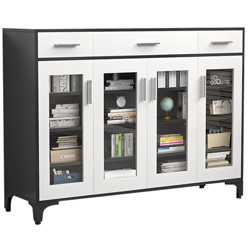 佳家林文件柜办公室简约收纳储物柜现代简易防尘矮柜子 莫兰迪灰色+组合款150cm