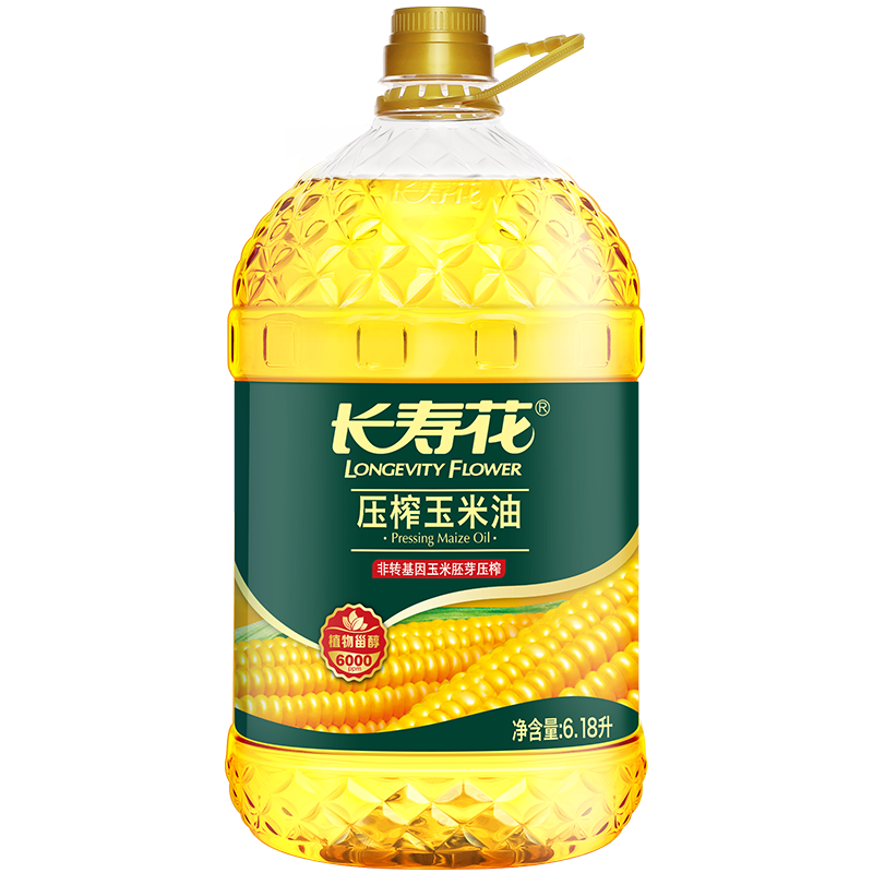 长寿花 压榨玉米油6.18L 食用油 富含植物甾醇 非转基因