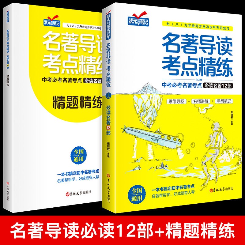 名著导读考点精练 初中教材同步名著12+24部全2册 七八九年级全国通用版中考名著考点精练一本通 初中生中外名著状元满分笔记 名著导读必读12部（赠考点练习册）