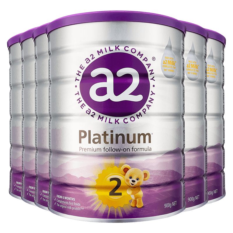 a2紫白金版较大婴儿配方奶粉含天然A2蛋白质 2段(6-12个月)  李承铉 2段900g/罐原封箱装*6罐