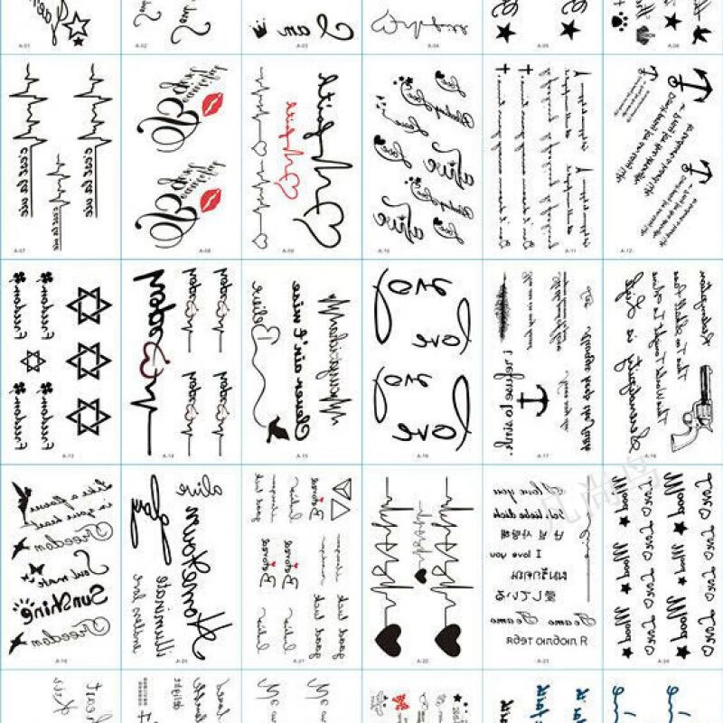 凡尚鸟纹身贴女英文字母防水ins遮盖大腿肚子小清新学生性感贴纸 a