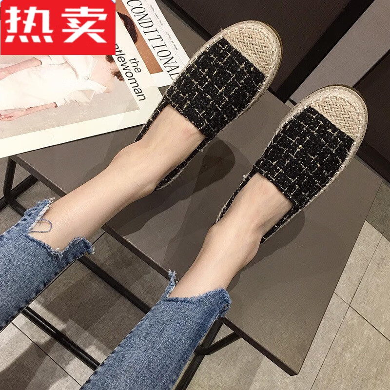 糜鹰厚底渔夫鞋女平底小香风春秋单鞋女夏乐福鞋懒人一脚蹬女鞋开车鞋