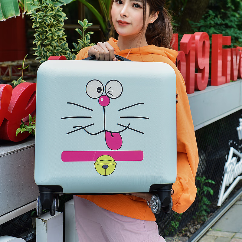 芈上宣儿童行李箱6-12岁小型卡通定制Logo可爱公主小学生女旅行箱登机箱 薄荷色-不眠狗+小包 002款 20寸