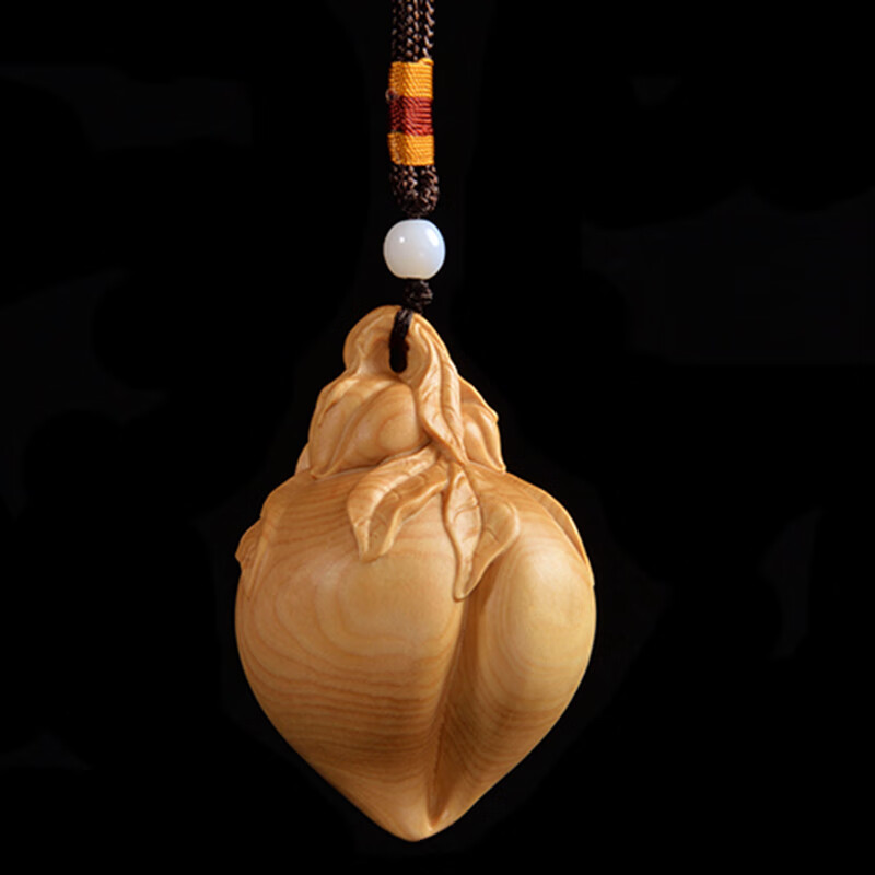 茗祥阁黄杨木雕刻实木把件文玩工艺品随身把玩仙桃子挂件纳福 仙桃