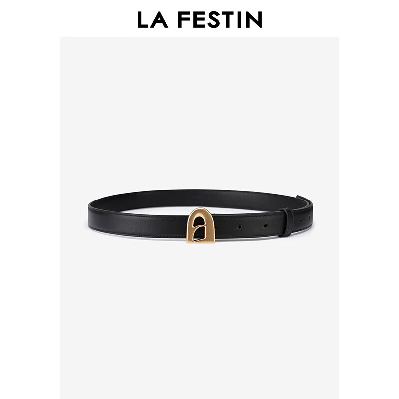拉菲斯汀（La Festin）头层牛皮皮带女士2025新款夏天配裙子真皮腰带女 613752 黑配金