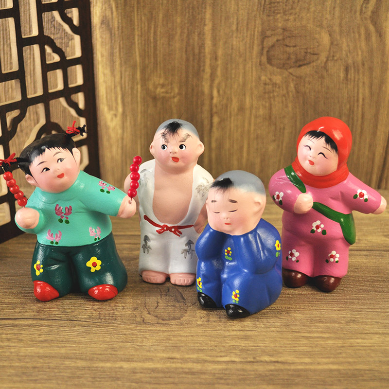放学路上 泥娃娃儿童摆件手工装饰品桌面小物中国风特色工艺品送朋友