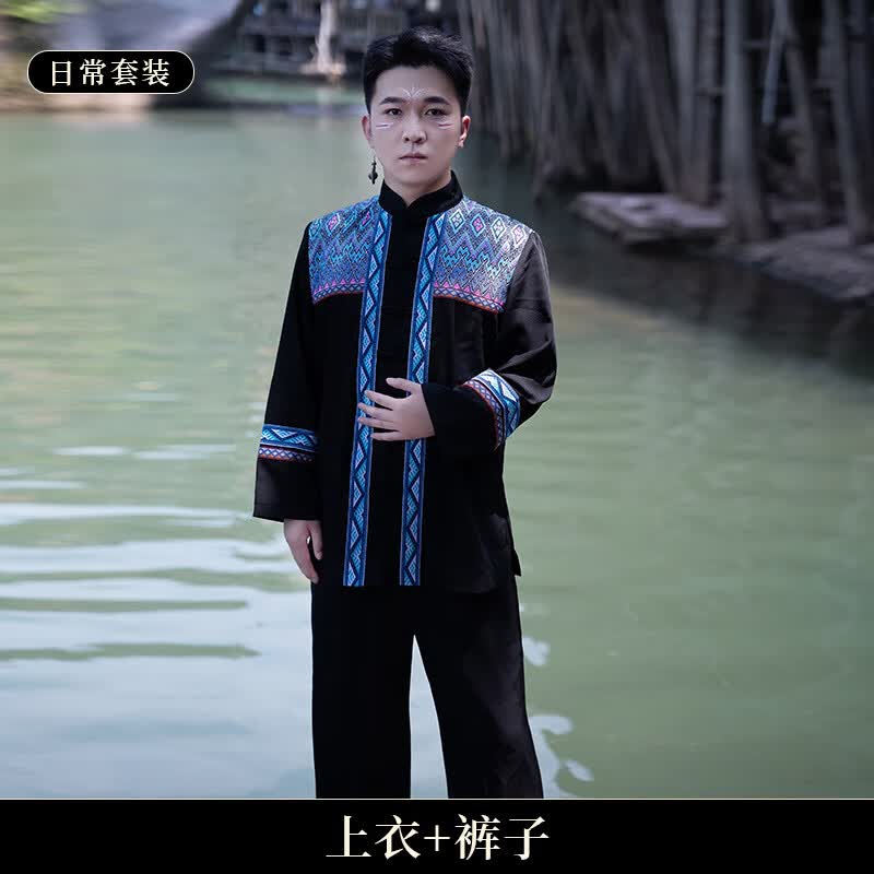 煊陌苗族服装男 广西壮族服装男少数民族服饰成人旅拍摄影套装传统古