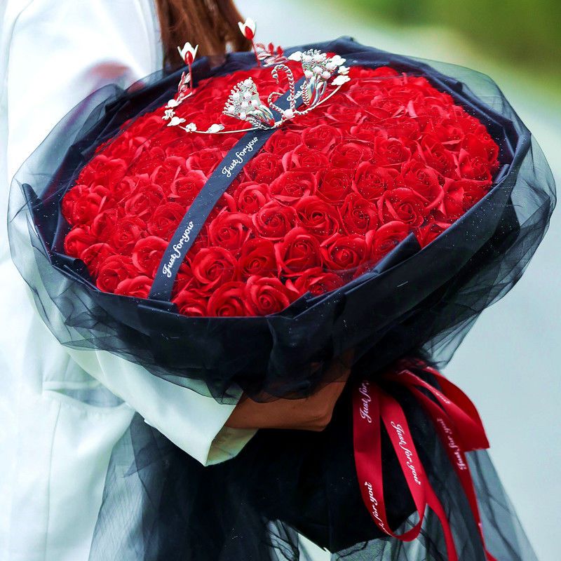 致仕七夕情人节99朵玫瑰花束礼物母亲节礼物花束送女朋友香皂花送老婆