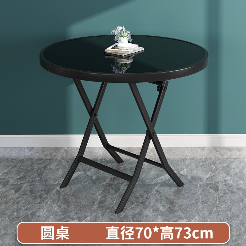 菲迪拉折叠桌餐桌子折叠圆桌小户型吃饭简易四方桌子钢化玻璃正方形
